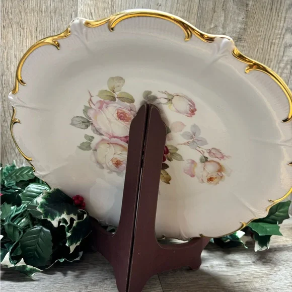VTG Bavaria Schumann Arzberg Germany Plate Platter 12'' Antique Rose - Picture 11 of 11